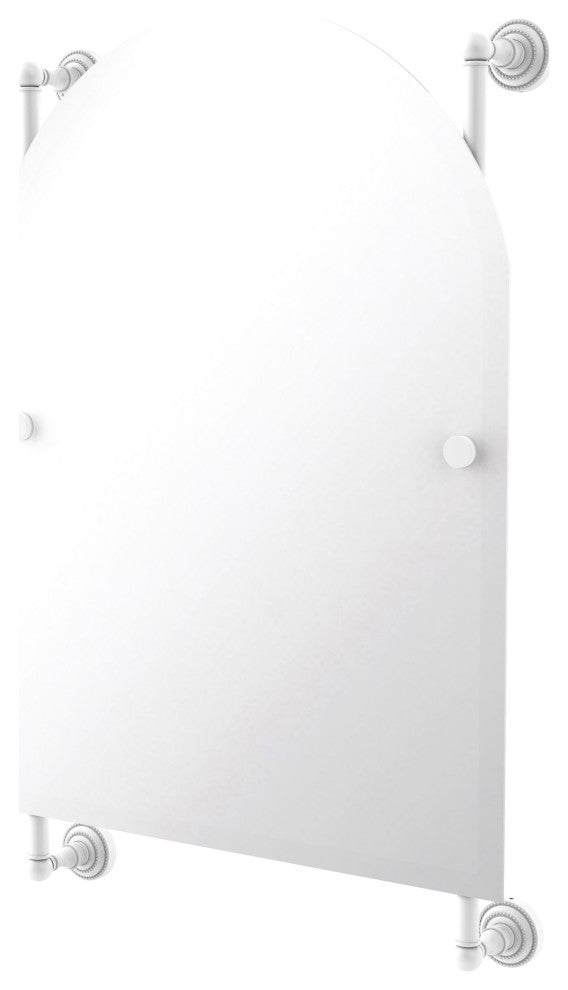 Dottingham Arched Top Frameless Rail Mounted Mirror, Matte White