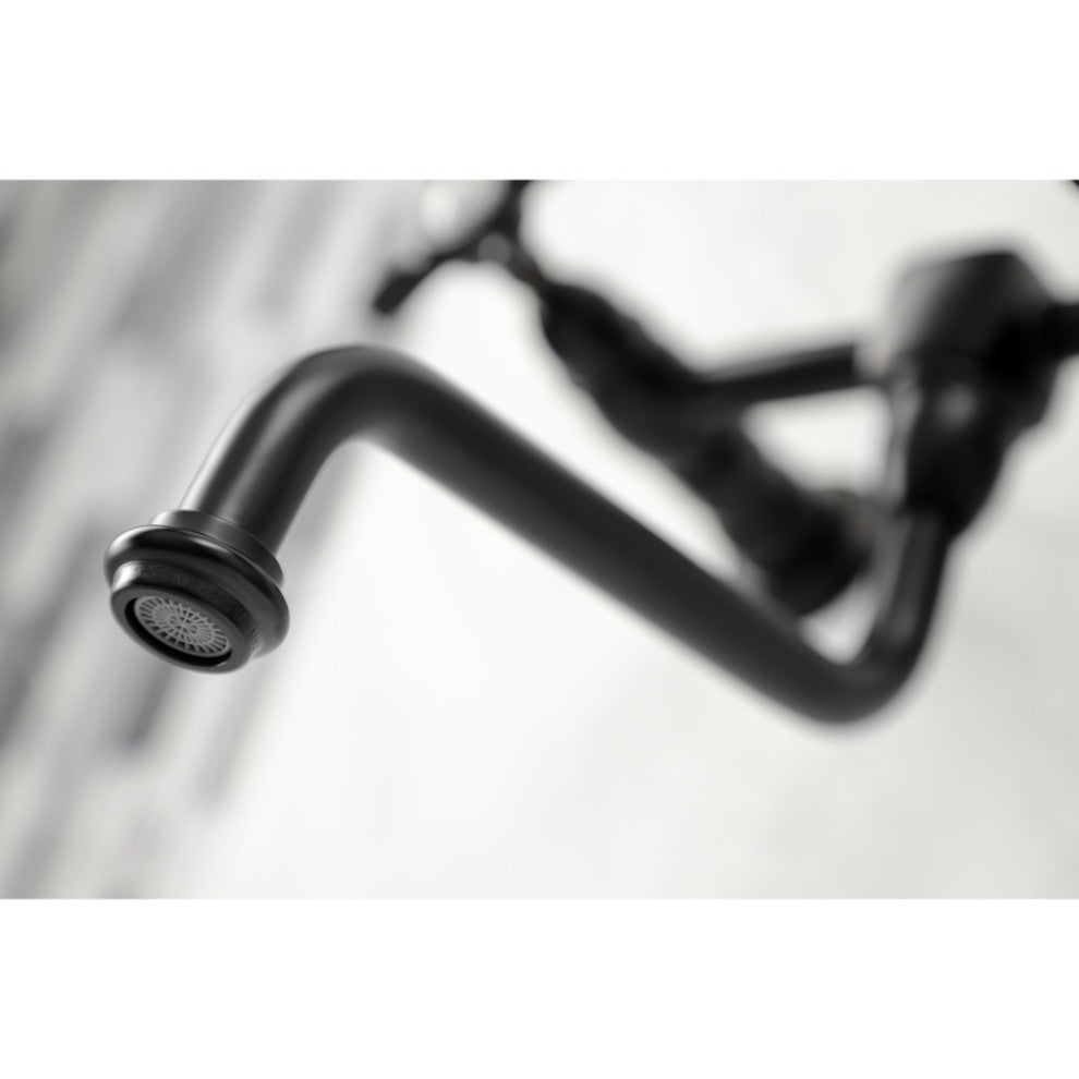 Kingston Brass KS1210BEX Essex Wall Mount Bathroom Faucet, Matte Black