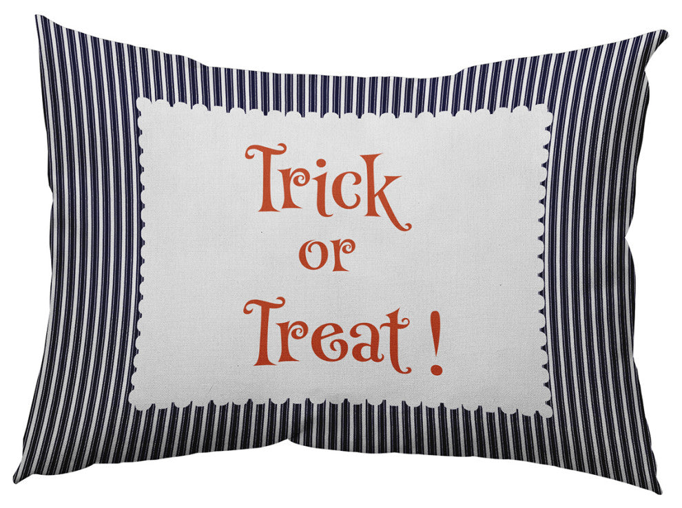 Halloween Trick or Treat Ticking Accent Pillow, Navy, 14"x20"