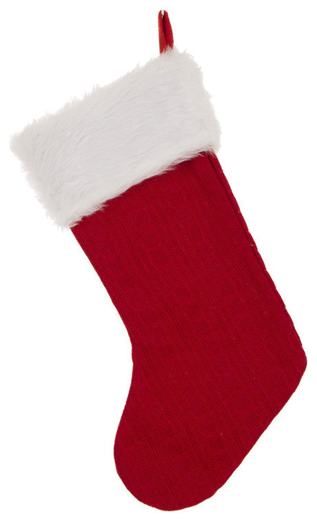 2pk 20.00''L Knitted Stocking WithFaux Fur Cuff