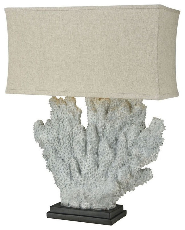 Sandy Neck 1-Light Oversized Table Lamp Distressed Gray Coral Sand Linen Sh
