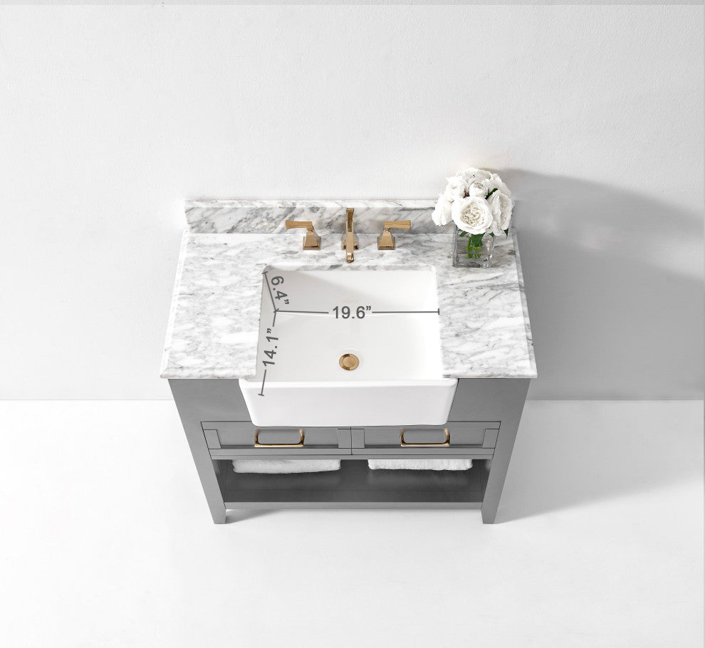 Hayley Bathroom Vanity Set, Sea Cloud Gray, 36"