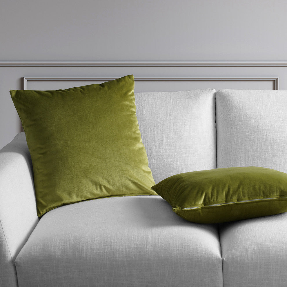 Heritage Plush Velvet Cushion Cover Pair, Retro Green, 18w X 18l