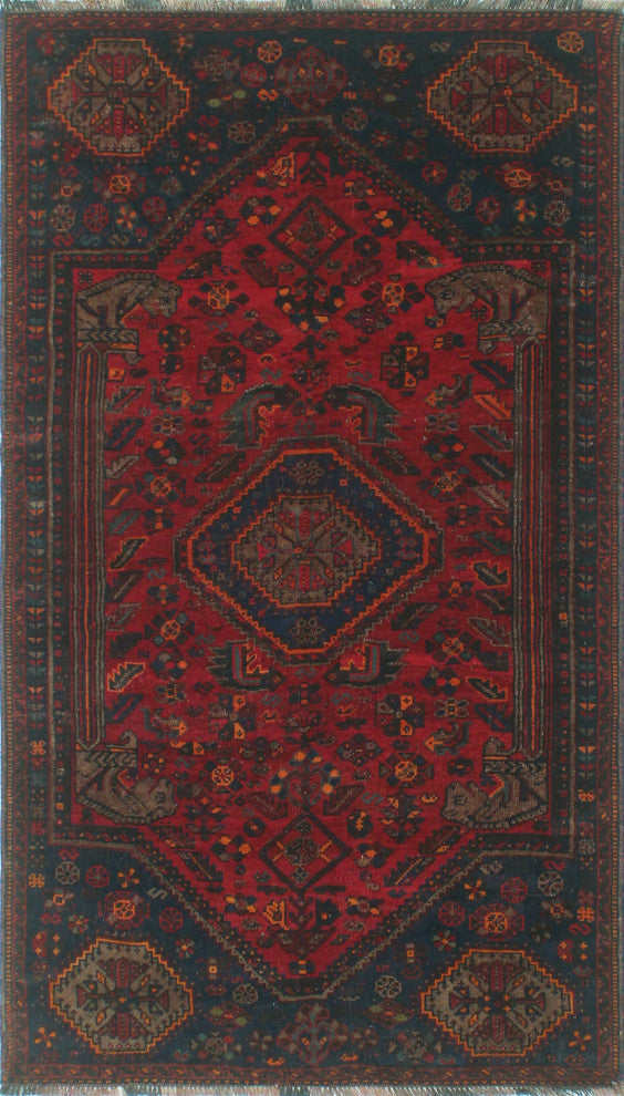 Fine Vintage Distressed Alethya Red Rug
