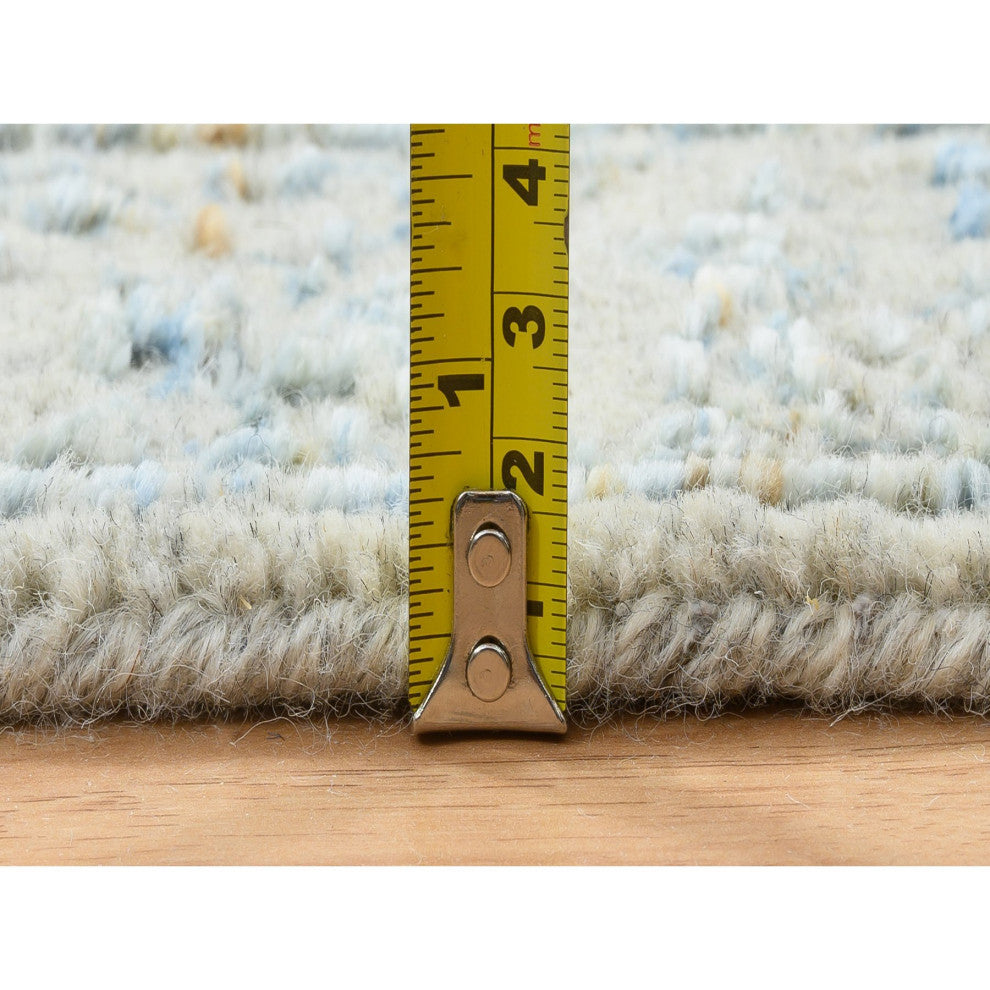 Gray, Tabriz Design, Wool and Silk Jacquard Hand Loomed Runner Rug, 2'8"x10'0"