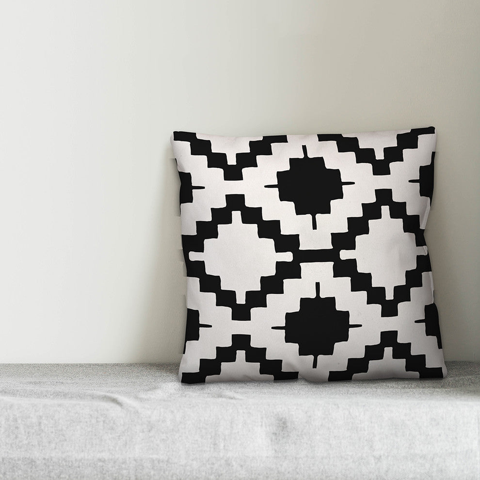 Black and White Aztec 18x18 Throw Pillow