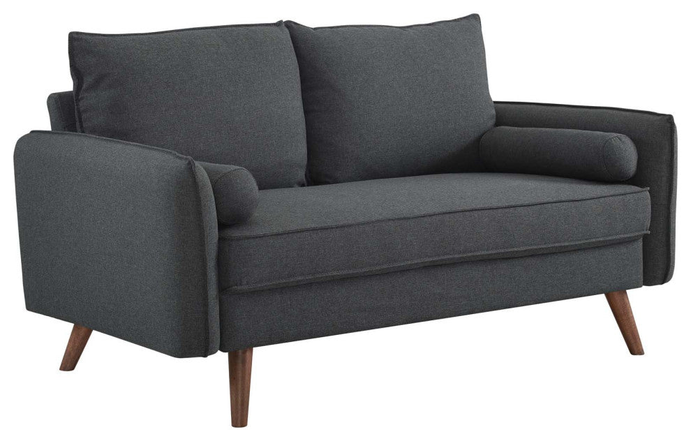 Gray Revive Upholstered Fabric Loveseat