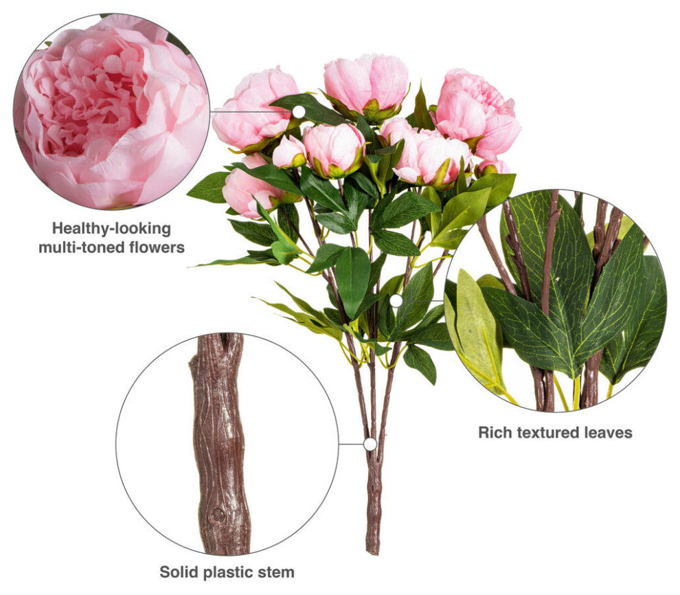 Vickerman 23" Artificial Brush Pink Peony Spray