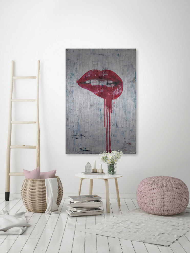 "Tainted Lips" Painting Print on Brushed Aluminum, 40"x60"