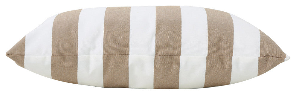 GDF Studio Coronado Outdoor Stripe Water Resistant Rectangular Pillow, Brown, Set of 2
