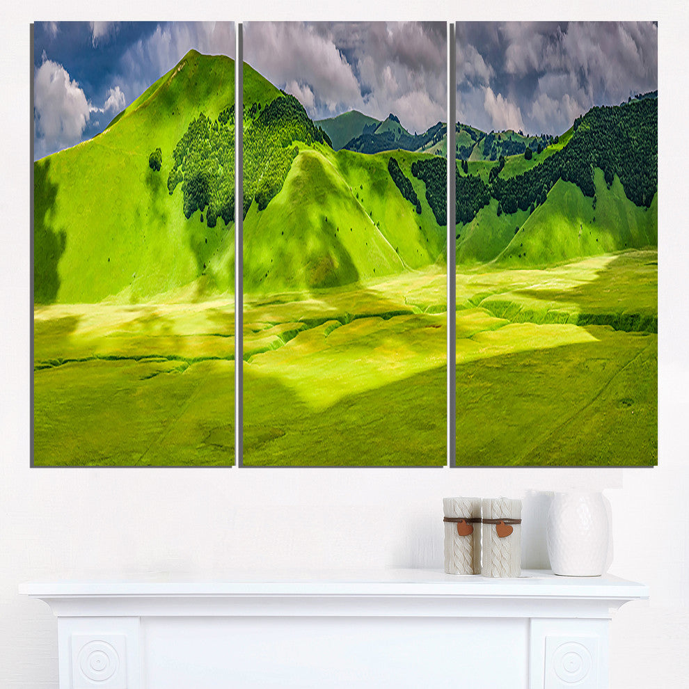 "Mountains in Castelluccio Panorama" Metal Wall Art, 3 Panels, 36"x28"