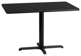 24'' x 42'' Rectangular Black Laminate Table Top with 22'' x 30'' Base