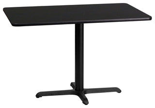 24'' x 42'' Rectangular Black Laminate Table Top with 22'' x 30'' Base