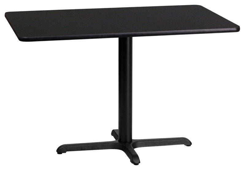 24'' x 42'' Rectangular Black Laminate Table Top with 22'' x 30'' Base