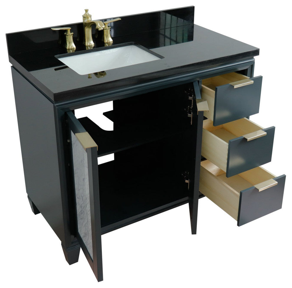 43" Single Vanity, Dark Gray Finish With Black Galaxy