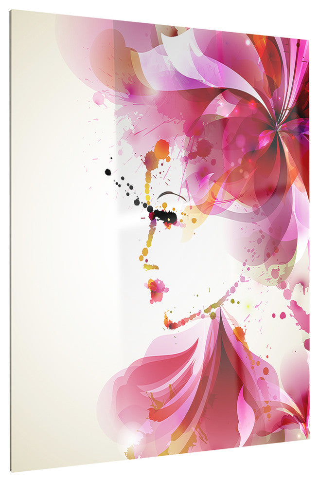 "Fashion Woman With Abstract Hair" Digital Glossy Metal Wall Art, 30"x40"