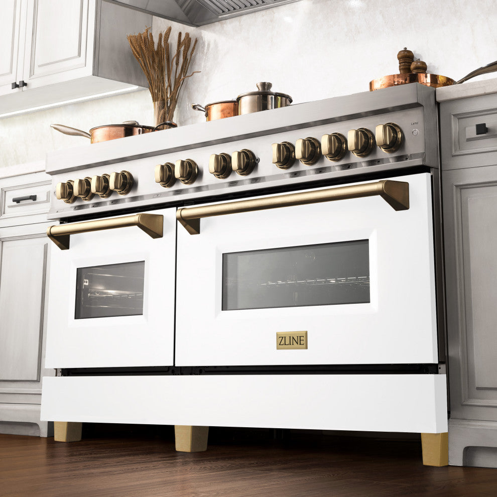 ZLINE 60" Dual Fuel Range, Stainless With White Matte Door RAZ-WM-60-G