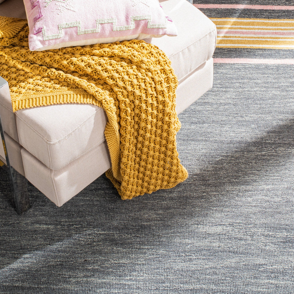 Safavieh Metro Met611H Striped Rug, Charcoal and Pink, 8'0"x10'0"