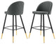Bar Stool Chair Barstool, Set of 2, Fabric, Metal, Gray, Modern, Bar Pub