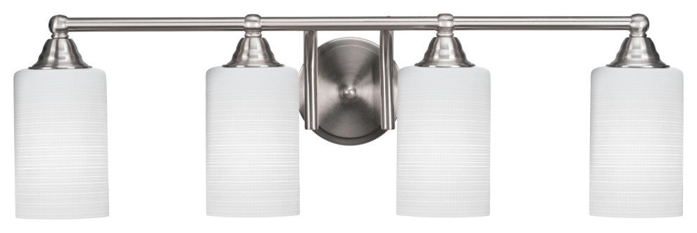 Paramount 4-Light Bath Bar, Brushed Nickel, 4" White Matrix Glass