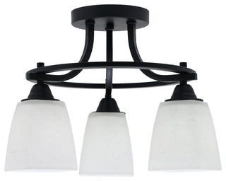 Paramount 3-Light Semi-Flush Light, Matte Black, 4.5" White Muslin Glass