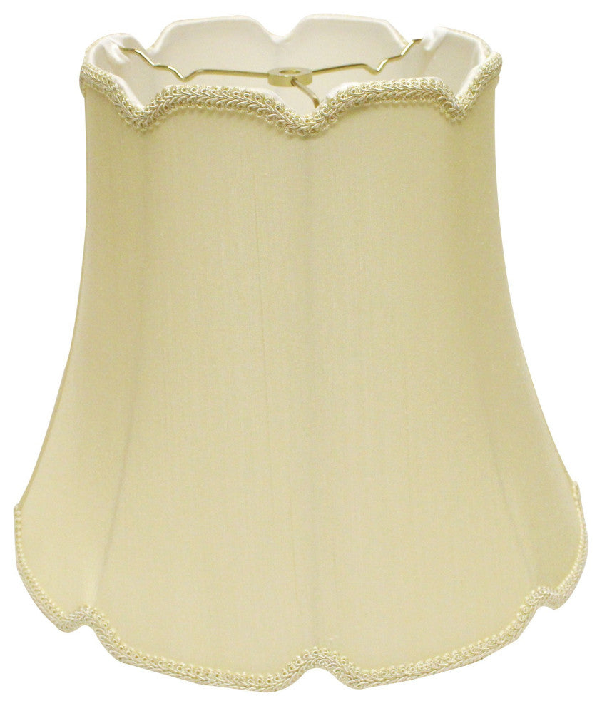 16" Antique White Empire Slanted Cylinder Scroll Edge Silk Lampshade