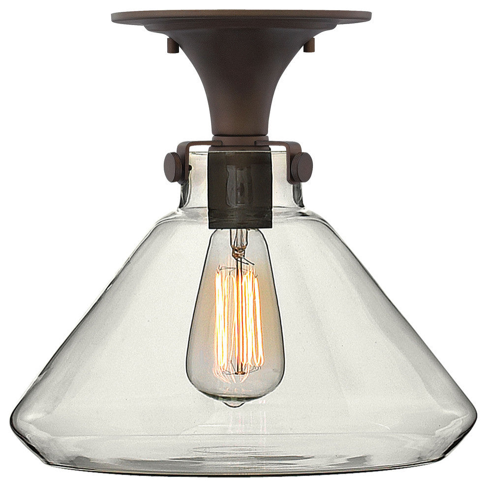 Hinkley Congress Foyer Large Retro Glass Flush Mount, Oil Rubbed Bronze
