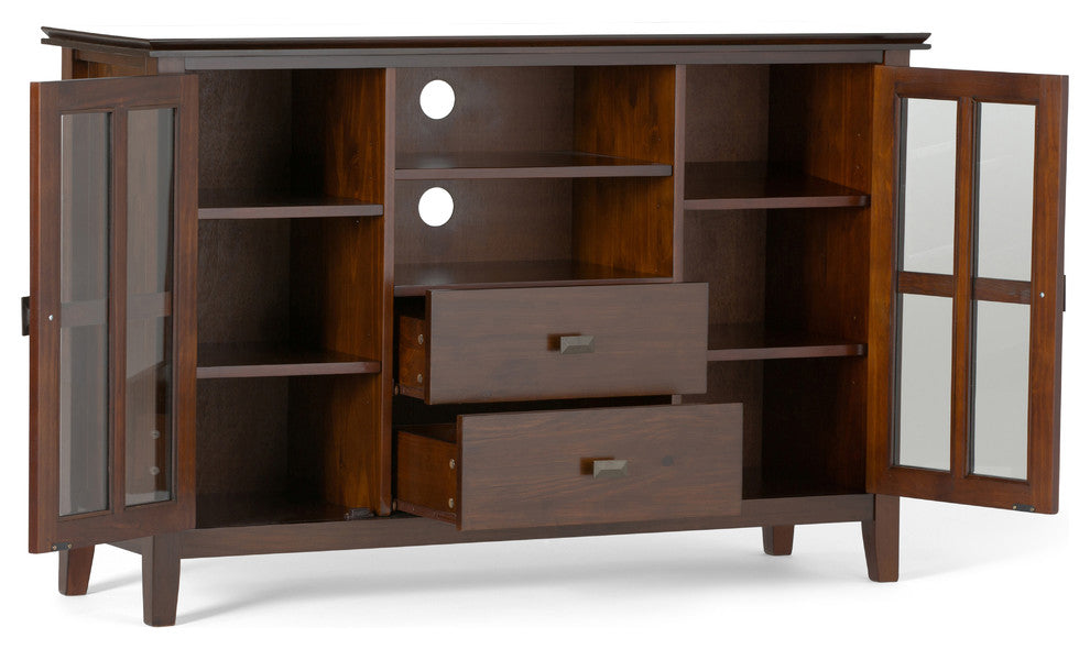 Artisan Solid Wood 53" Wide Tv Media Stand In Russet Brown For Tvs Up To 60"es