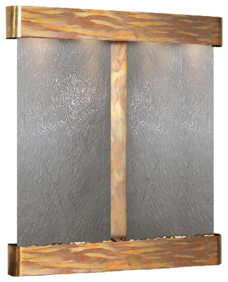 Cottonwood Falls Water Fountain, Black Featherstone, Rustic Copper, Round