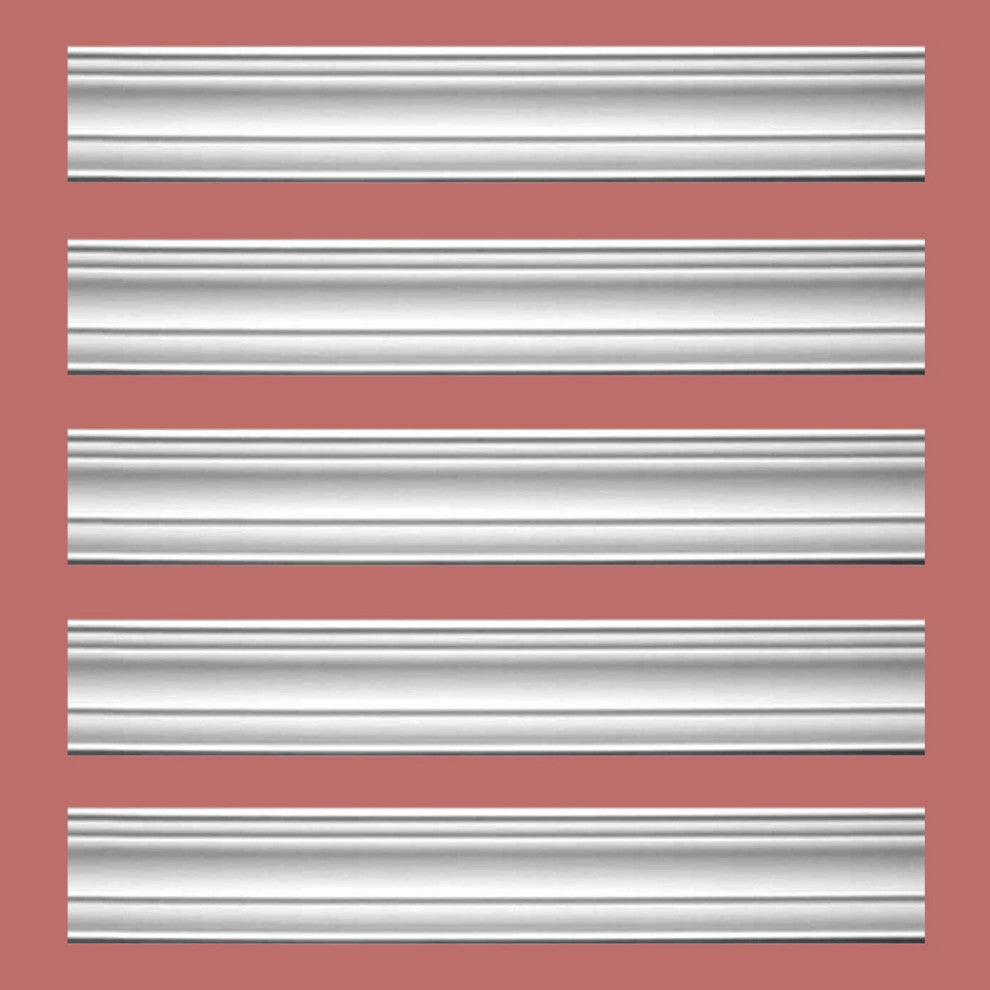 Cornice White Urethane Pas De Calais Design 5 Pieces Totaling 473.125" Length