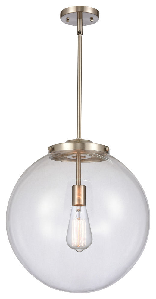Beacon Pendant, Brushed Satin Nickel, Clear, Clear
