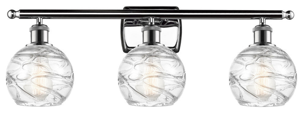 Small Deco Swirl 3-Light Bath Vanity-Light, Polished Chrome, Clear