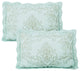 Damask Embroidered Quilted 4 Piece Bed Spread Sets, Light Blue, King