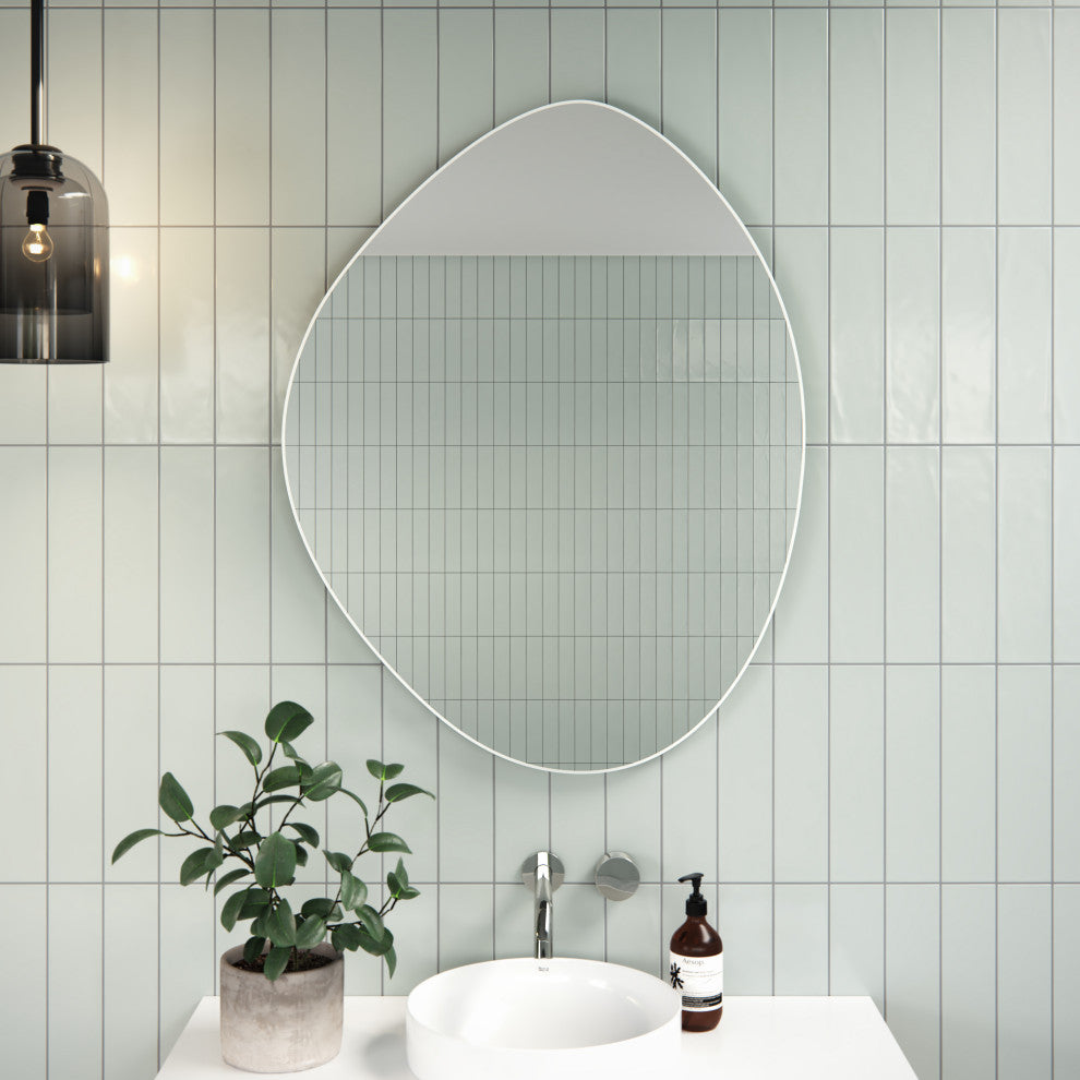 Starla 28 in. x 36 in. Pebble Mirror, White