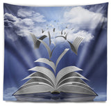 Book Pages Skyward Abstract Wall Tapestry, 39"x32"