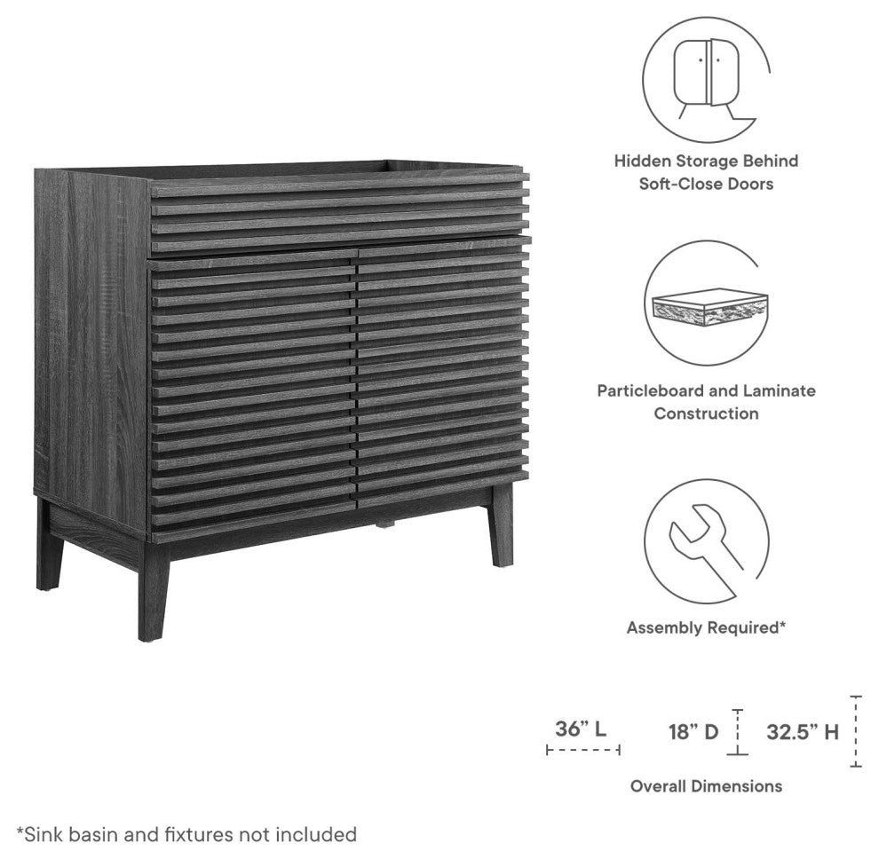 Render 36" Bathroom Vanity Cabinet, Charcoal