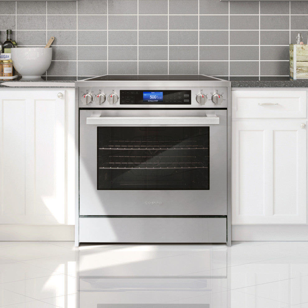 4-Piece, 30" Microwave, 30" Electric Range, Dishwasher and Refrigerator