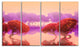 Red and Purple Japanese Gardens, Large Landscape Canvas Print, 48"x28", 4 Panels