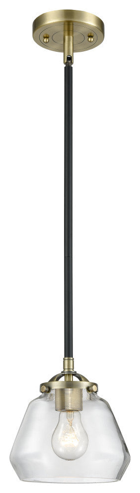 Fulton 1-Light Mini Pendant, Black Antique Brass, Clear