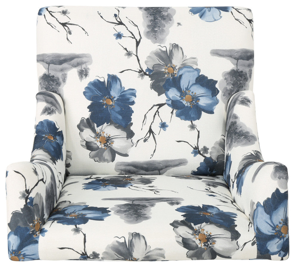 GDF Studio Alonso Contemporary Wingback Fabric Club Chair, Print/Dark Brown