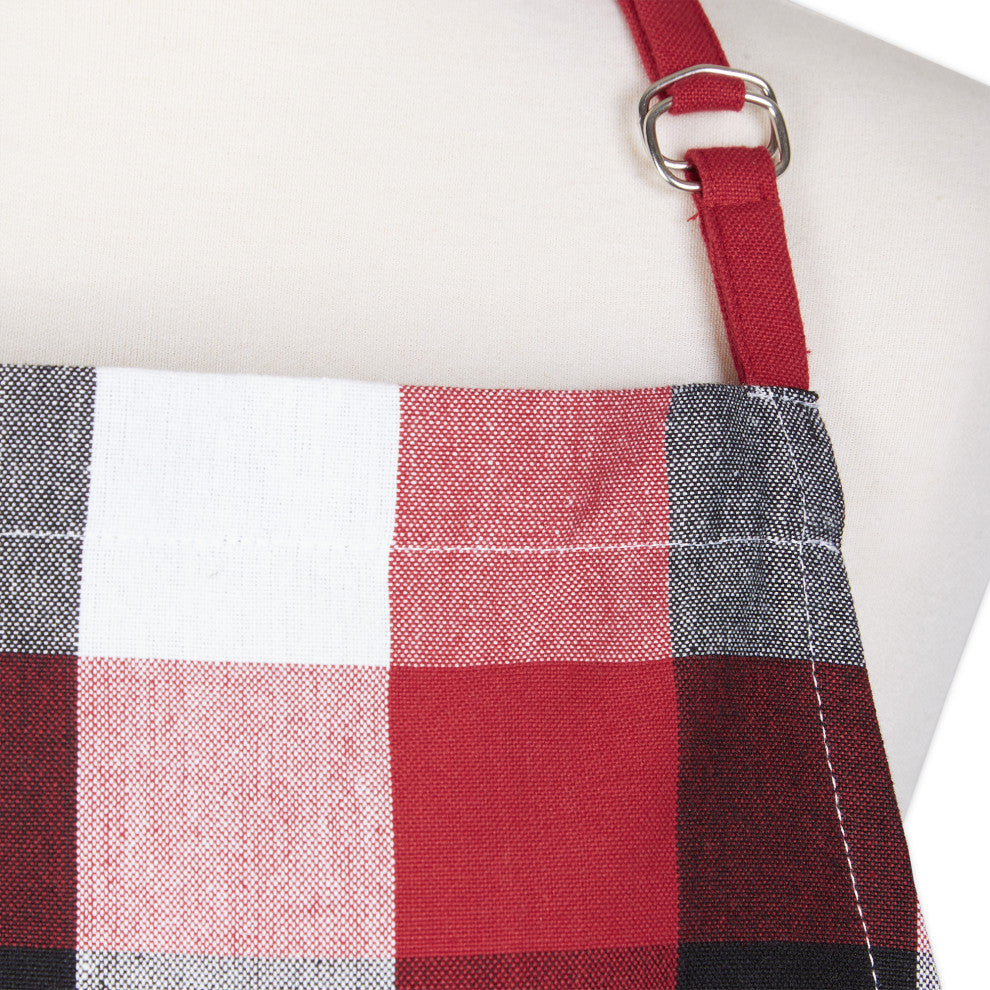 Cardinal Red Tri Color Check Chef Apron