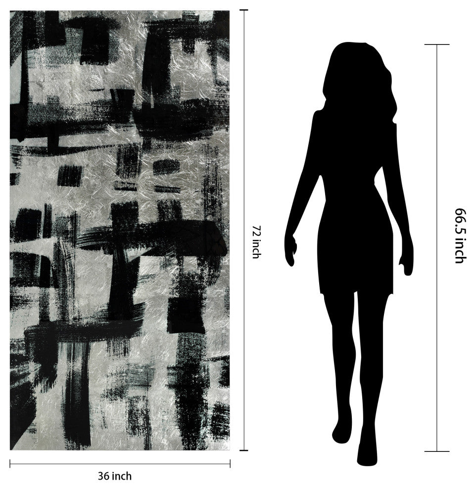 Jam Session Abstract Wall Art Reverse Printed Tempered Glass With Silver Leaf