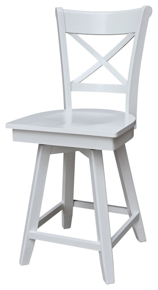 Charlotte Counter Height Stool with 24 in. H Swivel Seat in White