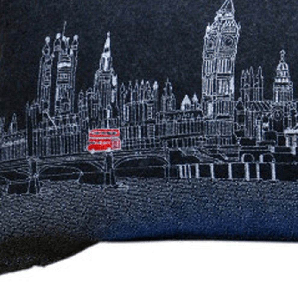 46" Black London Nighttime Skyline Lumbar Decorative Pillow