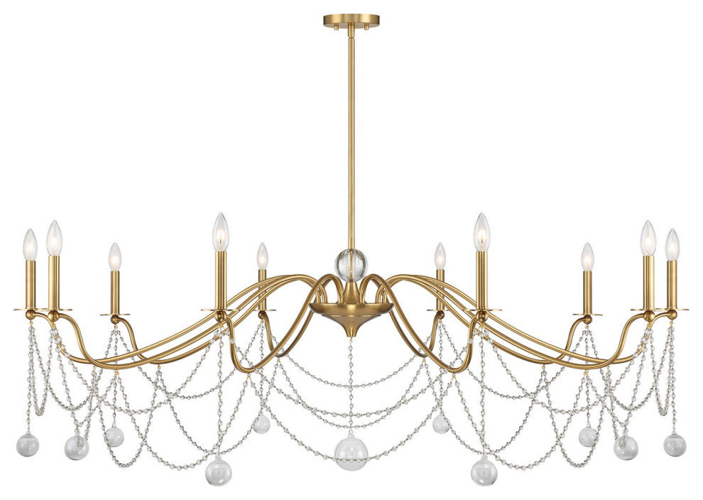 Mariposa 10-Light Chandelier, Warm Brass