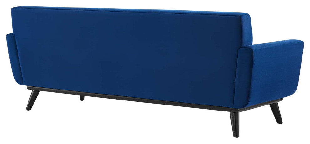 Engage Channel Tufted Performance Velvet Sofa Navy