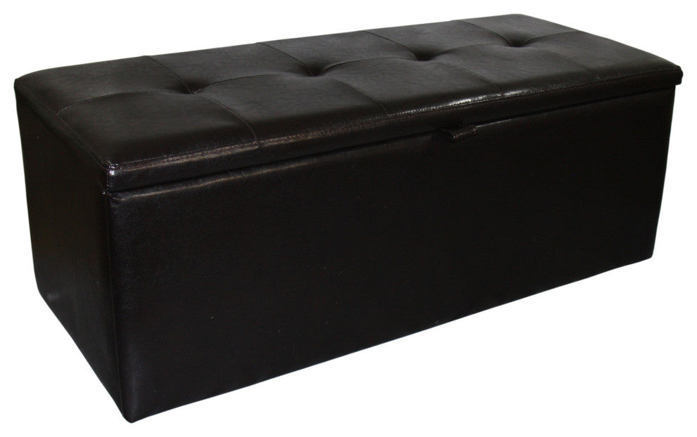 Brown Faux Leather Storage Bench