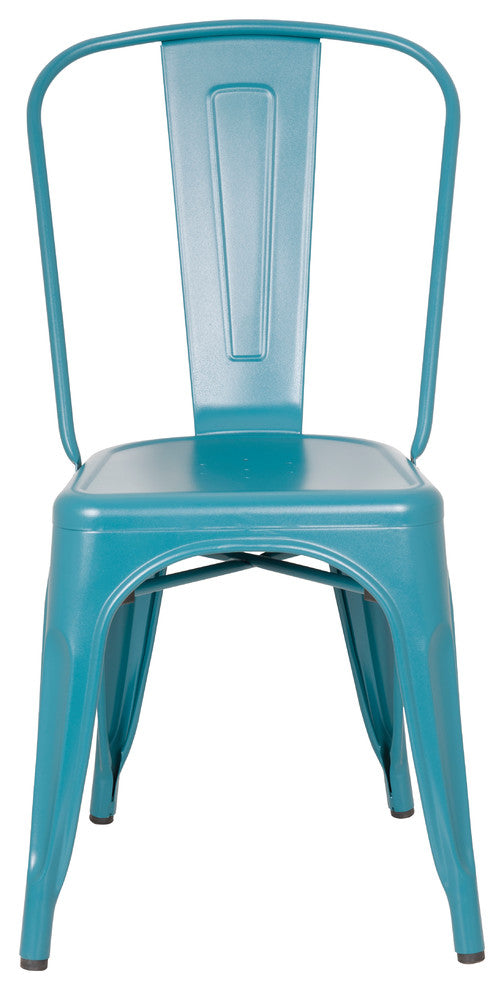 Highland Commercial Grade Metal Dining Chair, Frosted Teal (Set of 4)