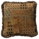 Gold And Brown Transitional Throw Pillow With Fringe, 17x17