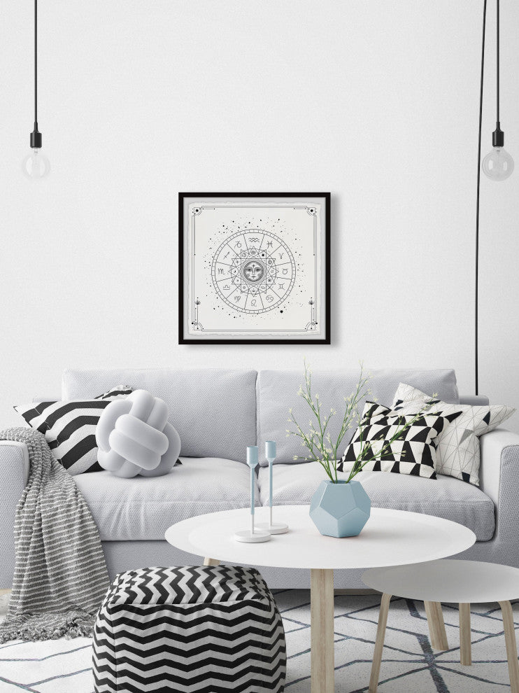 "Horoscope Circle" Framed Painting Print, 18x18